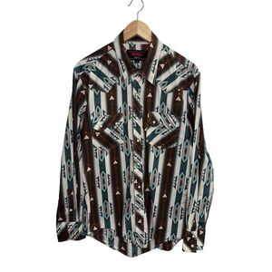 Rock & Roll Cowboy Shirt Mens Medium M Pearl Snap Aztec Southwestern Modern Fit